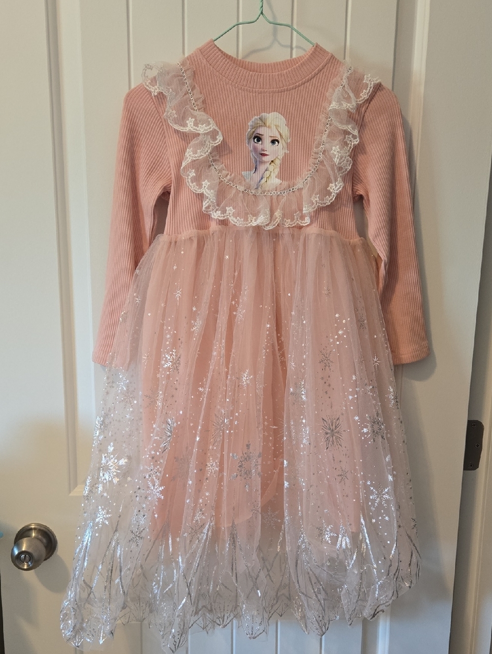 Pink Tulle Frozen-Themed Girls' Casual Dress